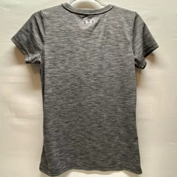 Under Armour UA Ladies Small Velocity Twist Tech Tee Black Heather Crewneck EUC - Picture 5 of 14